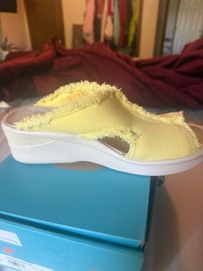 Yellow Frayed Slide Sandal for Women